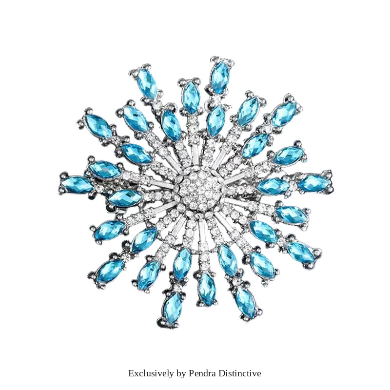 PENDRA Solara Rhinestone Round Sun Brooch