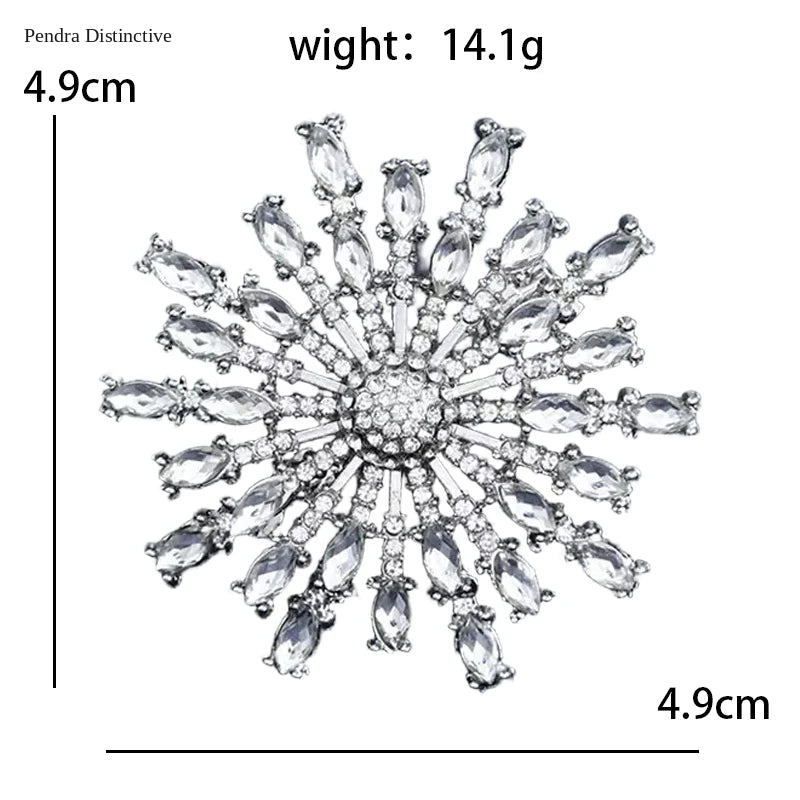 PENDRA Solara Rhinestone Round Sun Brooch