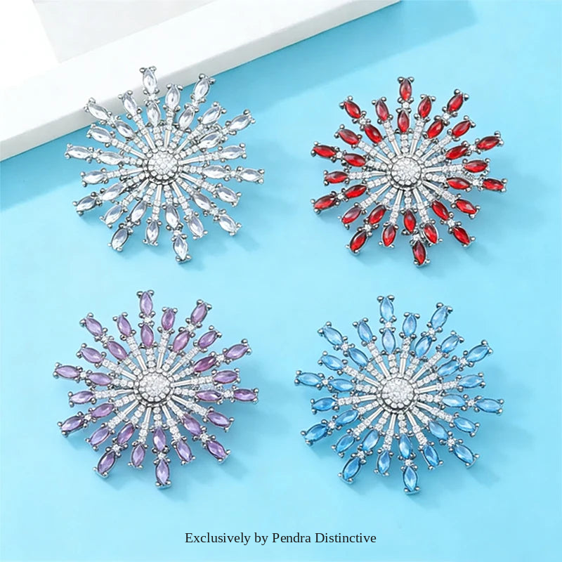 PENDRA Solara Rhinestone Round Sun Brooch