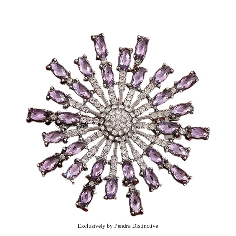 PENDRA Solara Rhinestone Round Sun Brooch