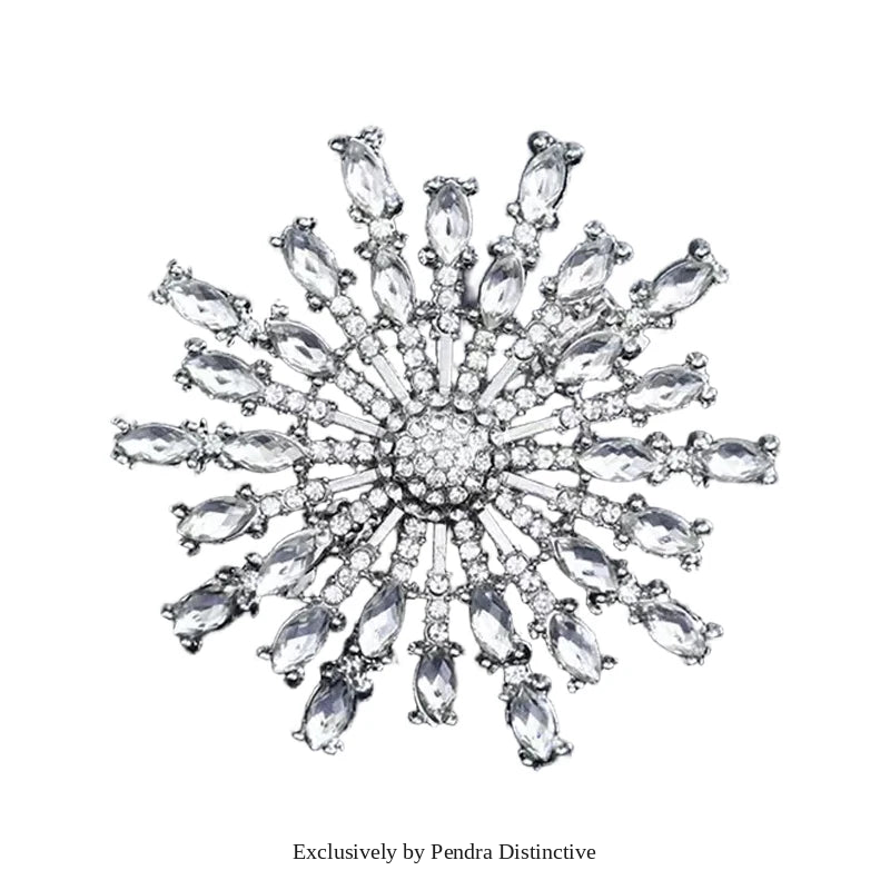 PENDRA Solara Rhinestone Round Sun Brooch