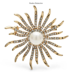 PENDRA Solara Rhinestone Sun Brooch