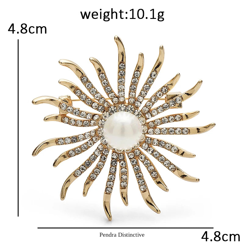 PENDRA Solara Rhinestone Sun Brooch