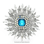 PENDRA Solara Sparkling Rhinestone Sun Brooch