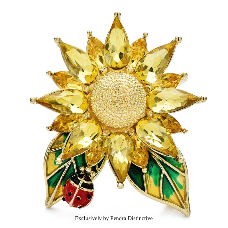 PENDRA Solaria Crystal Sunflower Brooch