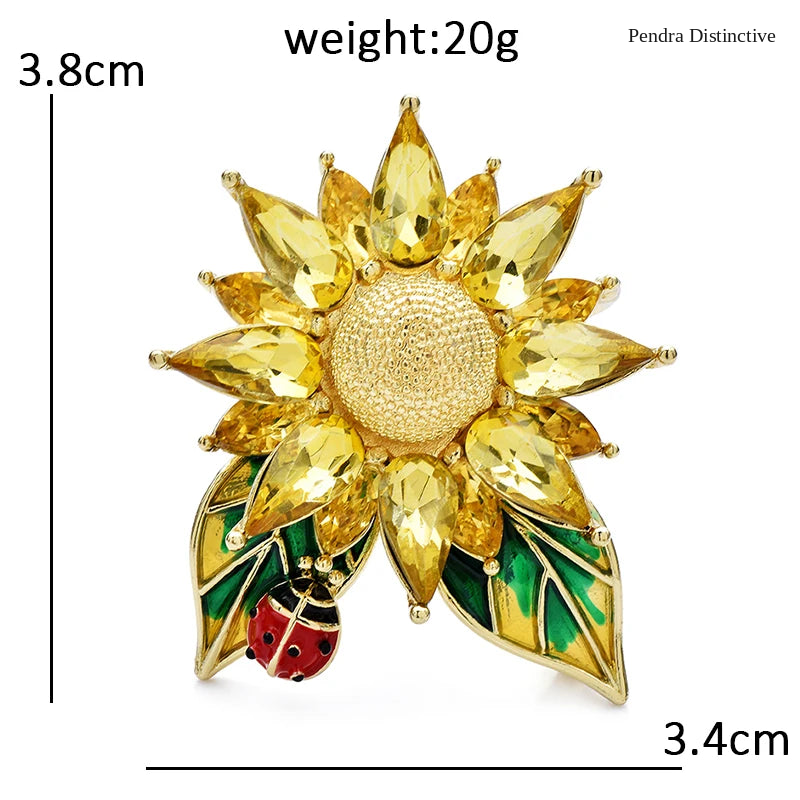 PENDRA Solaria Crystal Sunflower Brooch