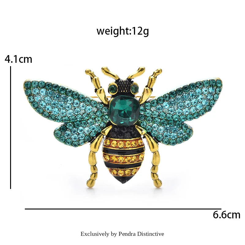 PENDRA Solis Rhinestone Bee Brooch