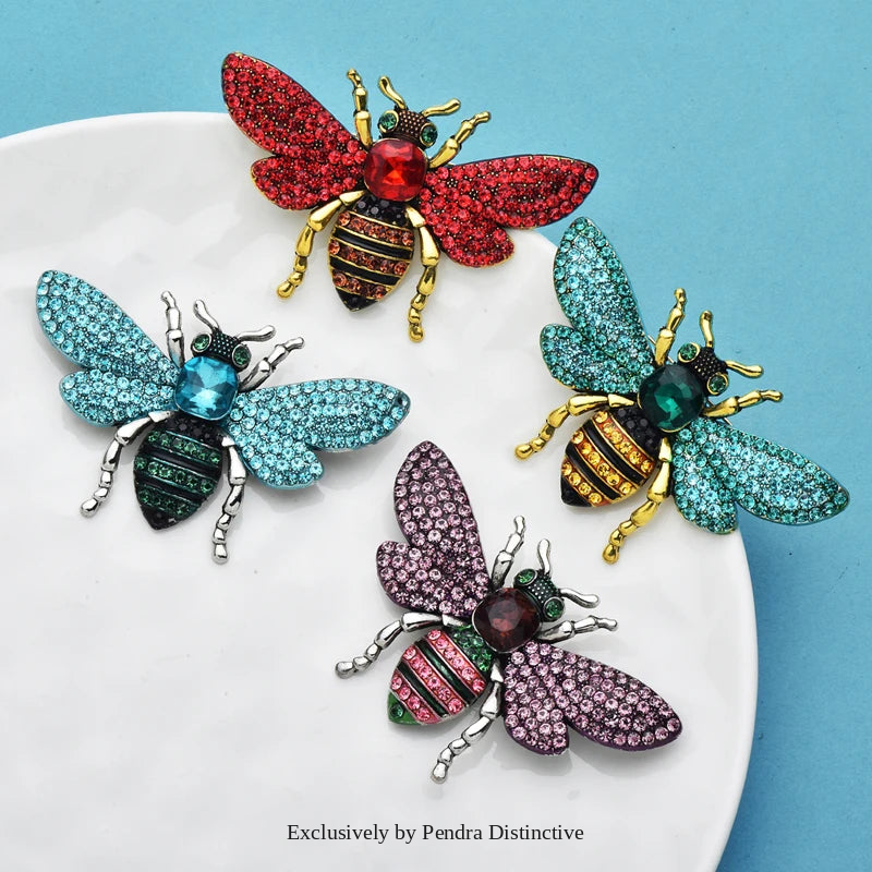 PENDRA Solis Rhinestone Bee Brooch