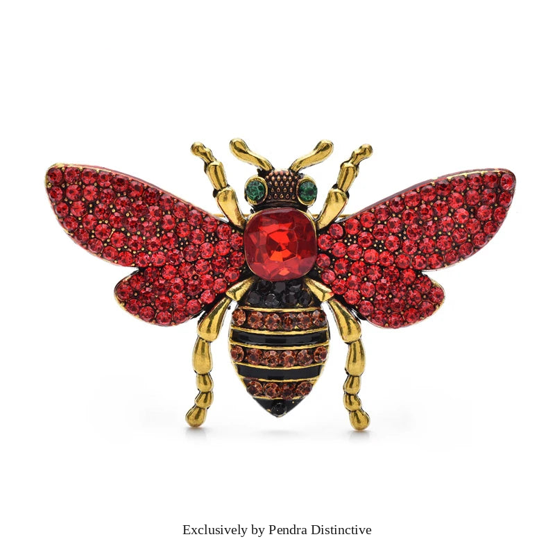 PENDRA Solis Rhinestone Bee Brooch
