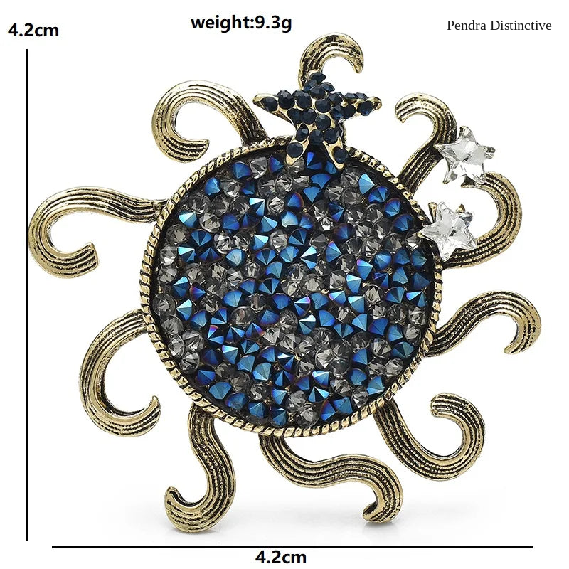 PENDRA Solstice Full-Crystal Sun Brooch