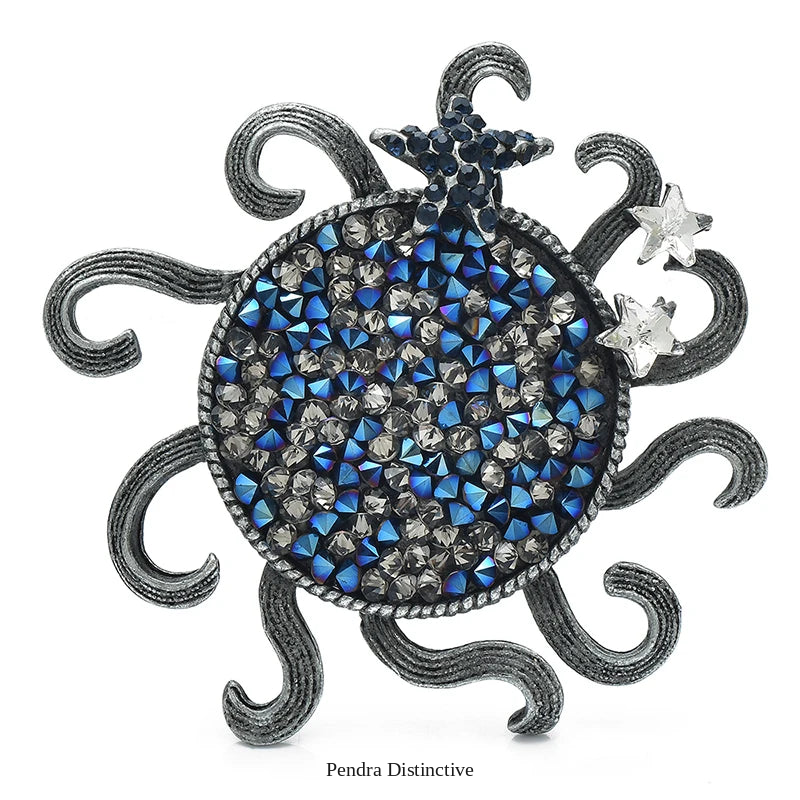 PENDRA Solstice Full-Crystal Sun Brooch