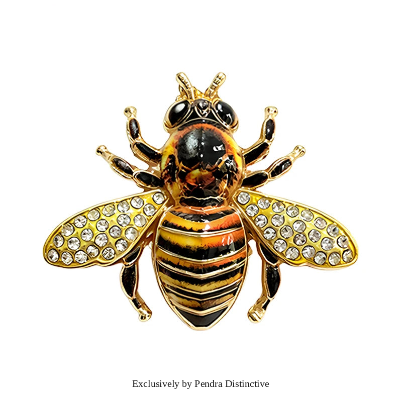 PENDRA Spark Rhinestone Bee Brooch