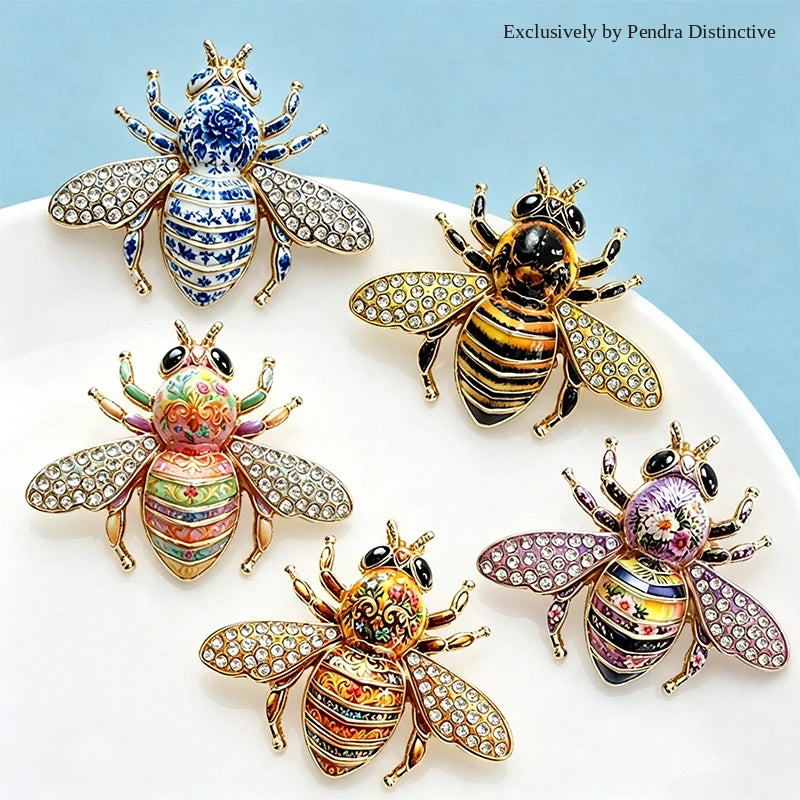 PENDRA Spark Rhinestone Bee Brooch