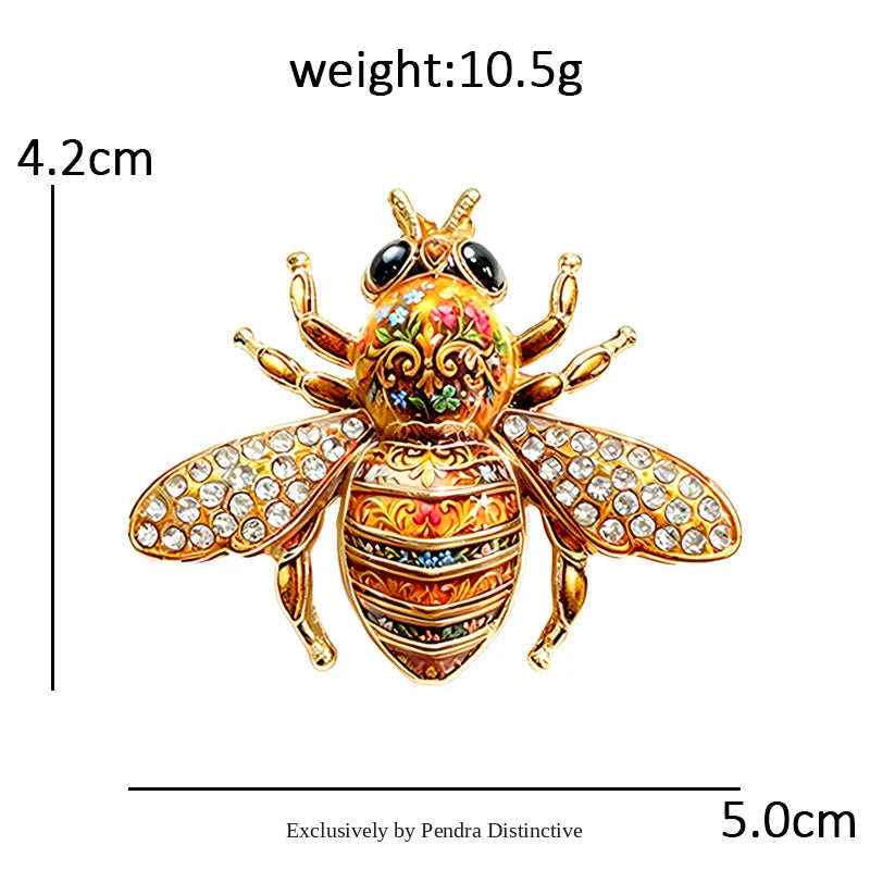 PENDRA Spark Rhinestone Bee Brooch