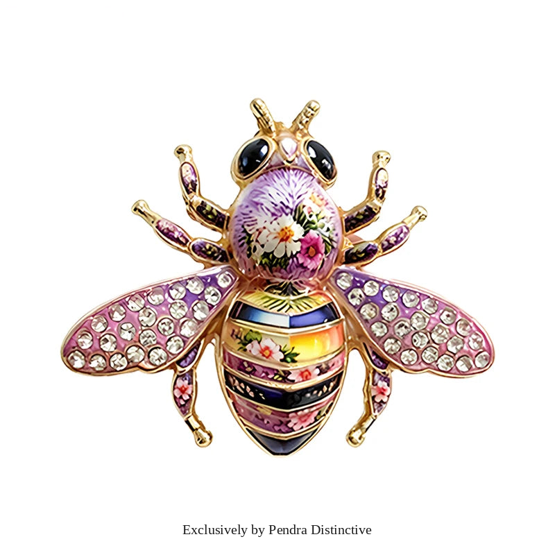 PENDRA Spark Rhinestone Bee Brooch