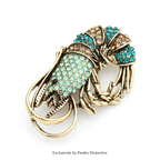 PENDRA Spark Shrimp Rhinestone Animal Brooch