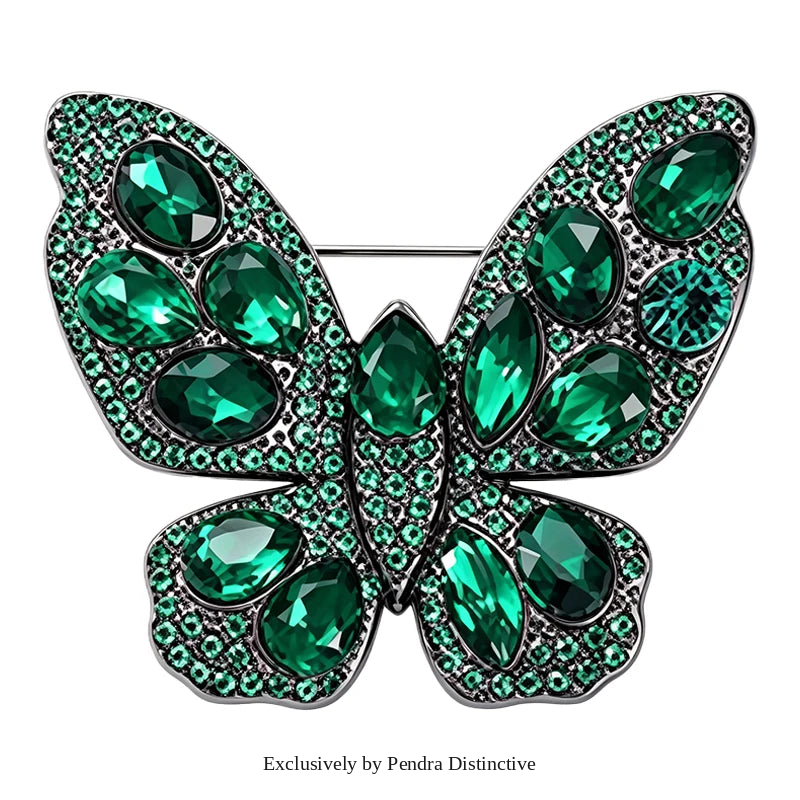 PENDRA Sparkling Butterfly Rhinestone Brooch