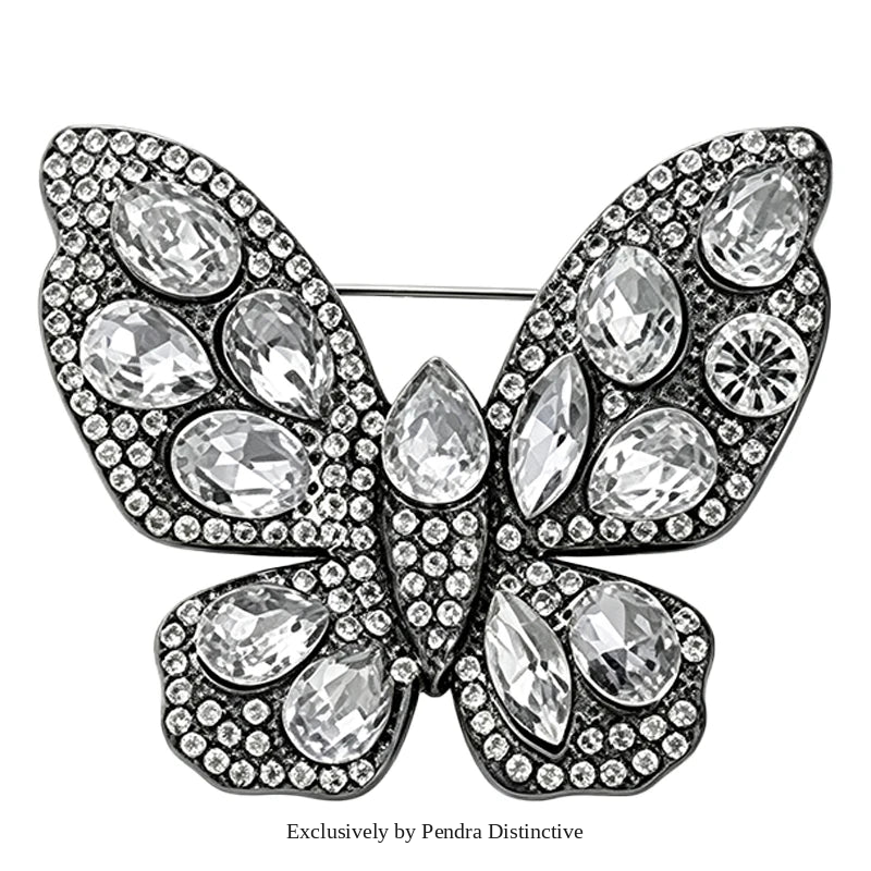 PENDRA Sparkling Butterfly Rhinestone Brooch