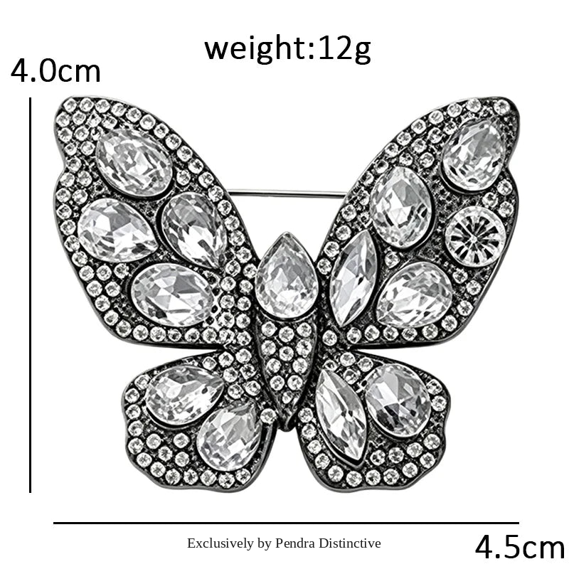 PENDRA Sparkling Butterfly Rhinestone Brooch
