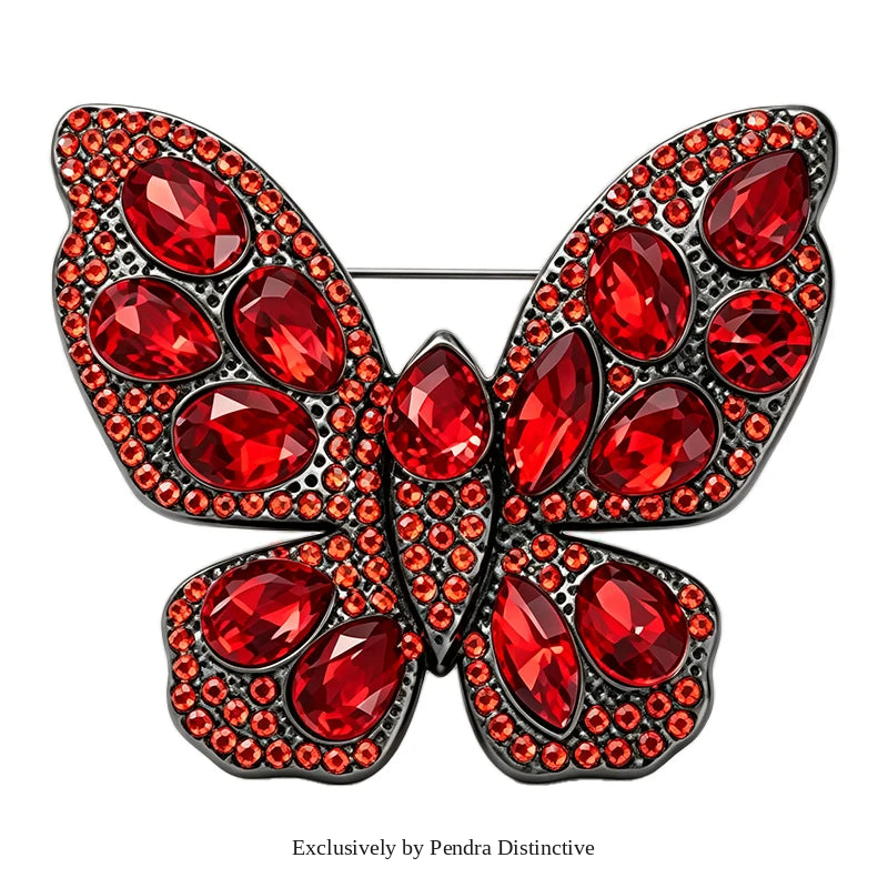 PENDRA Sparkling Butterfly Rhinestone Brooch