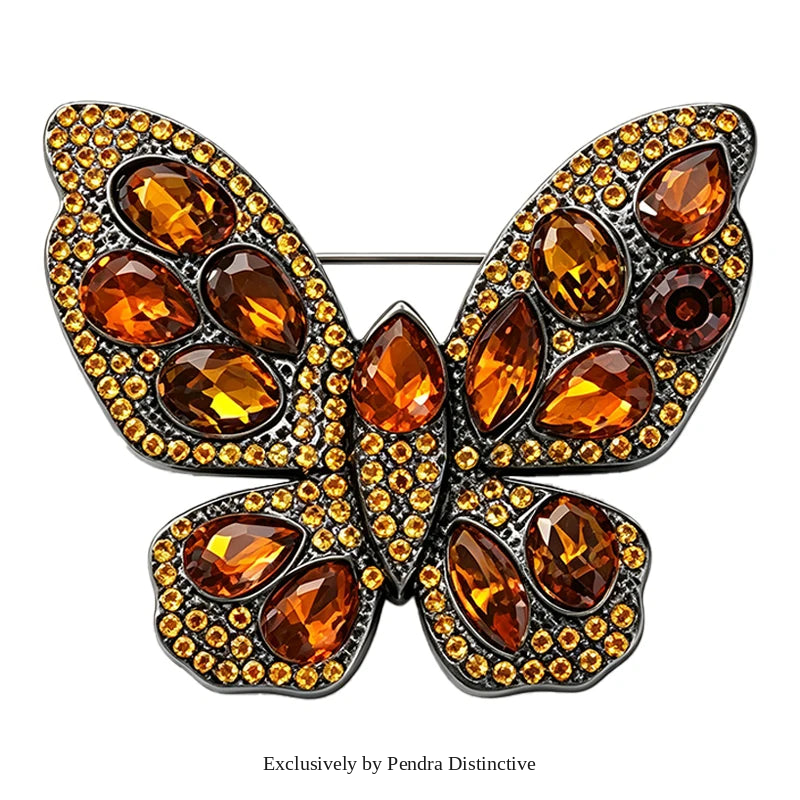 PENDRA Sparkling Butterfly Rhinestone Brooch