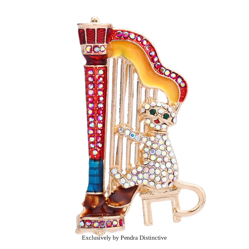 PENDRA Sparkling Music Cat Brooch