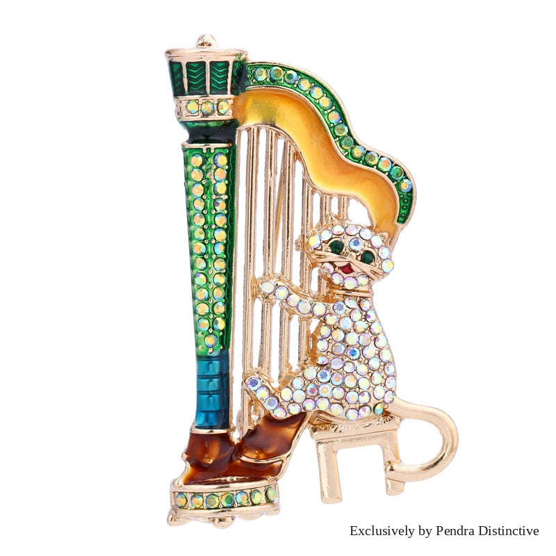 PENDRA Sparkling Music Cat Brooch