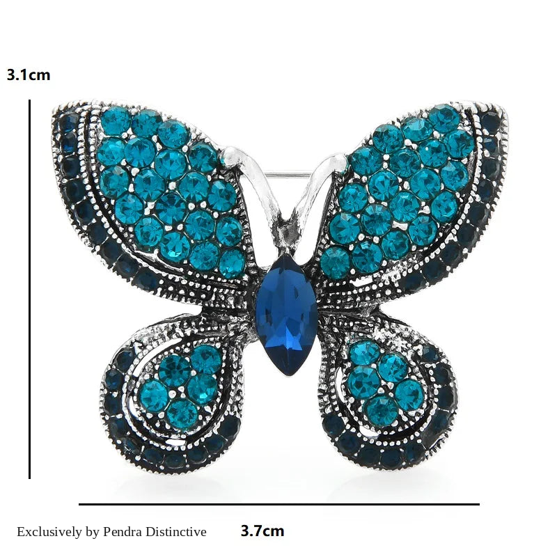 PENDRA Sparkling Rhinestone Butterfly Brooch