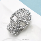 PENDRA Sparkling Rhinestone Skull Brooch
