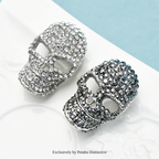 PENDRA Sparkling Rhinestone Skull Brooch