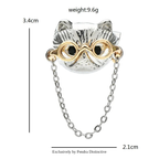 PENDRA Spectacat Chain Metal Cat Brooch