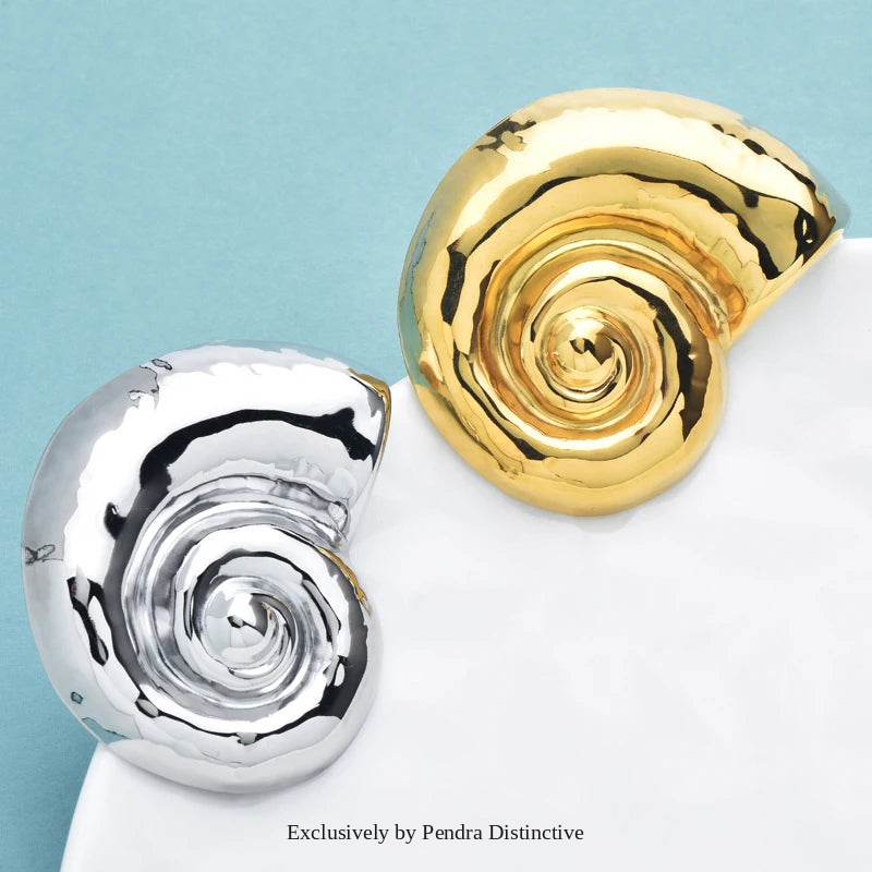 PENDRA Spiral Shell Stainless Steel Brooch