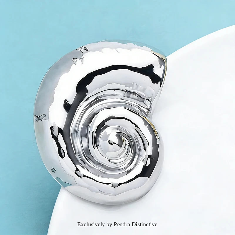 PENDRA Spiral Shell Stainless Steel Brooch