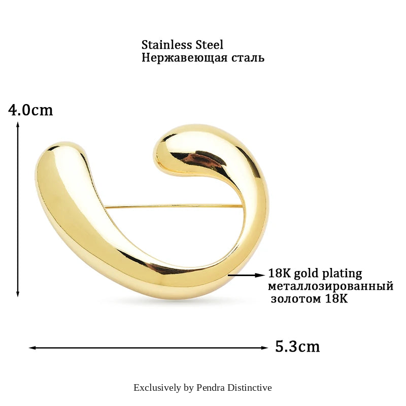 PENDRA Stainless Steel Curved Brooch