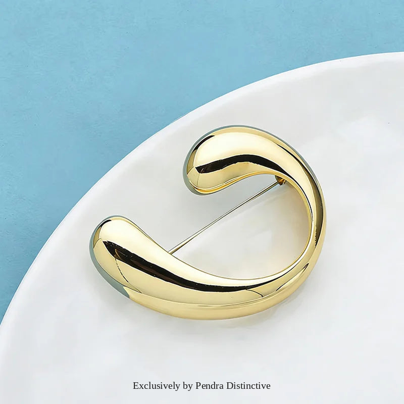 PENDRA Stainless Steel Curved Brooch
