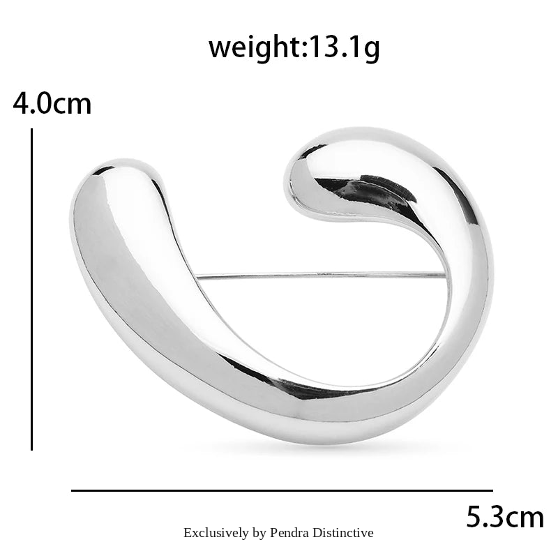 PENDRA Stainless Steel Curved Brooch