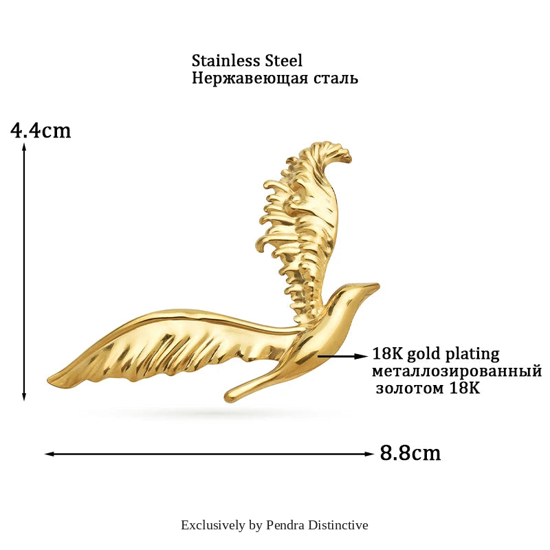 PENDRA Stainless Steel Flying Bird Brooch