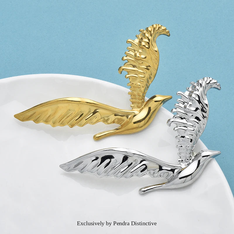 PENDRA Stainless Steel Flying Bird Brooch