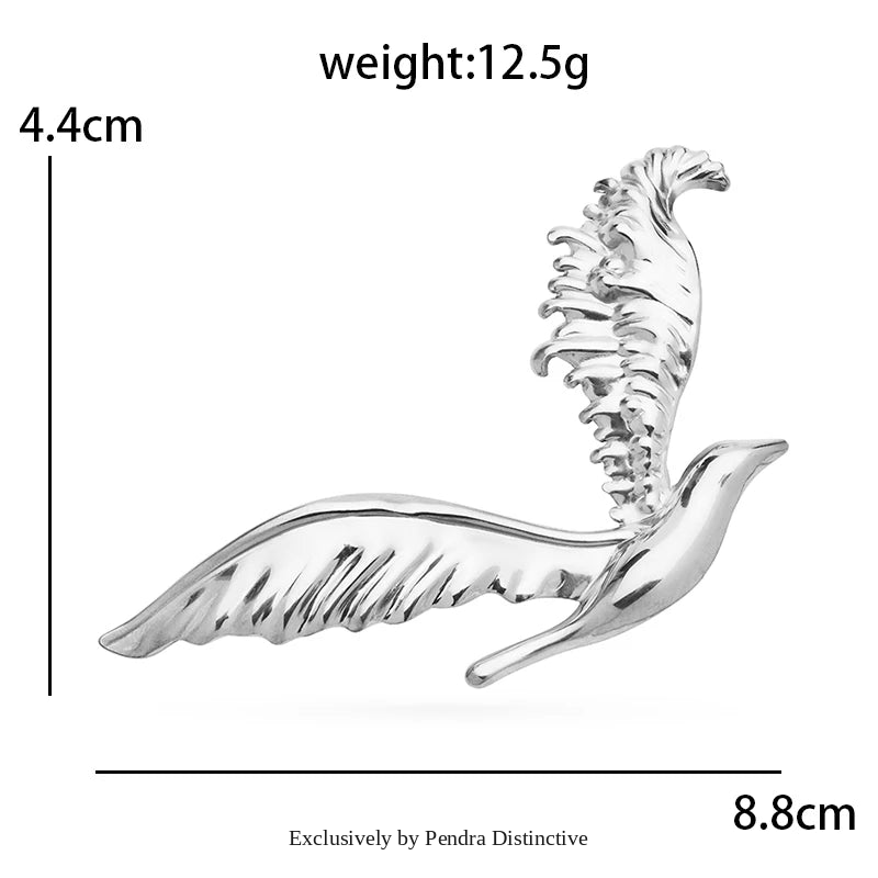 PENDRA Stainless Steel Flying Bird Brooch