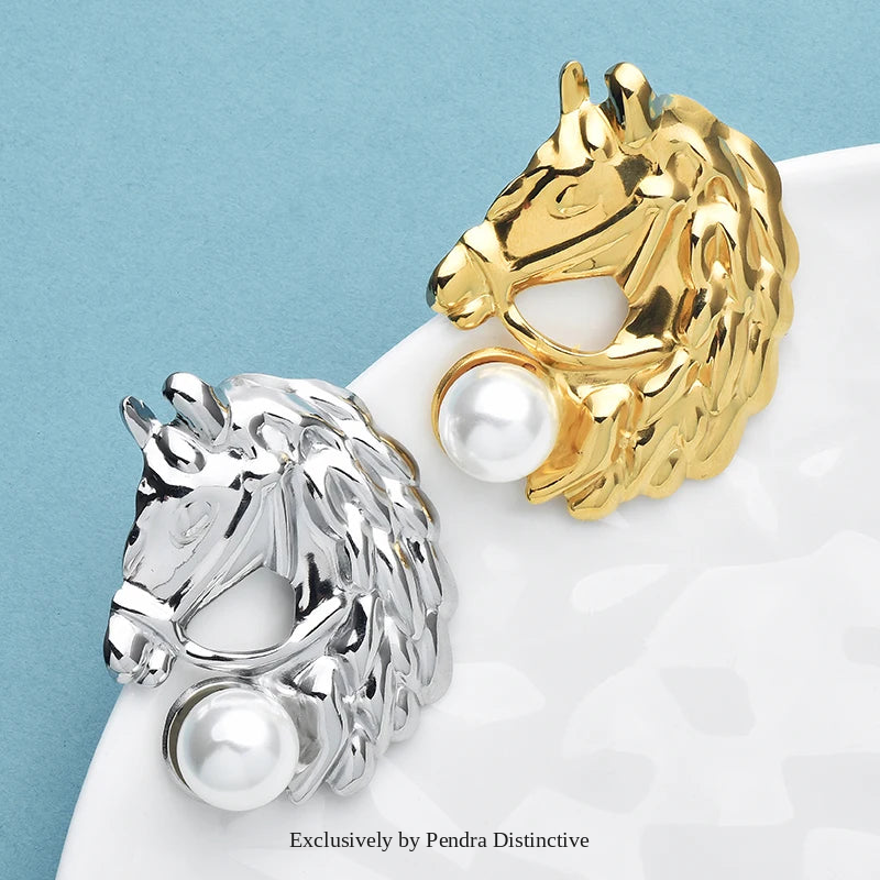 PENDRA Stainless Steel Horse Brooch