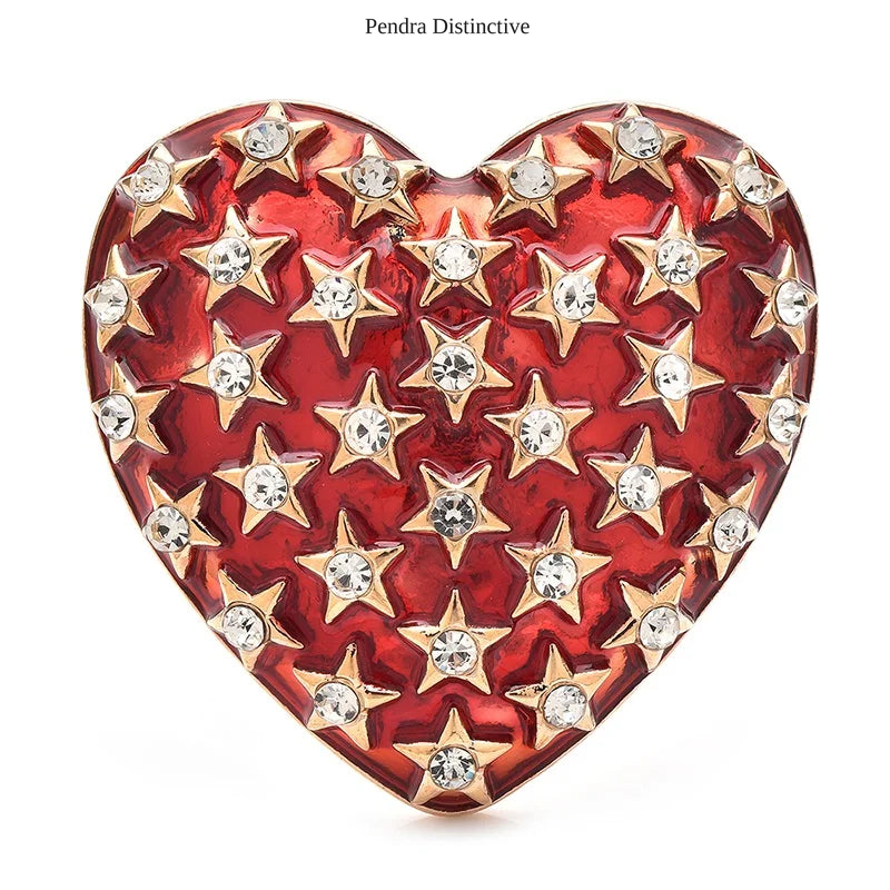 PENDRA Big Stars Heart Brooch