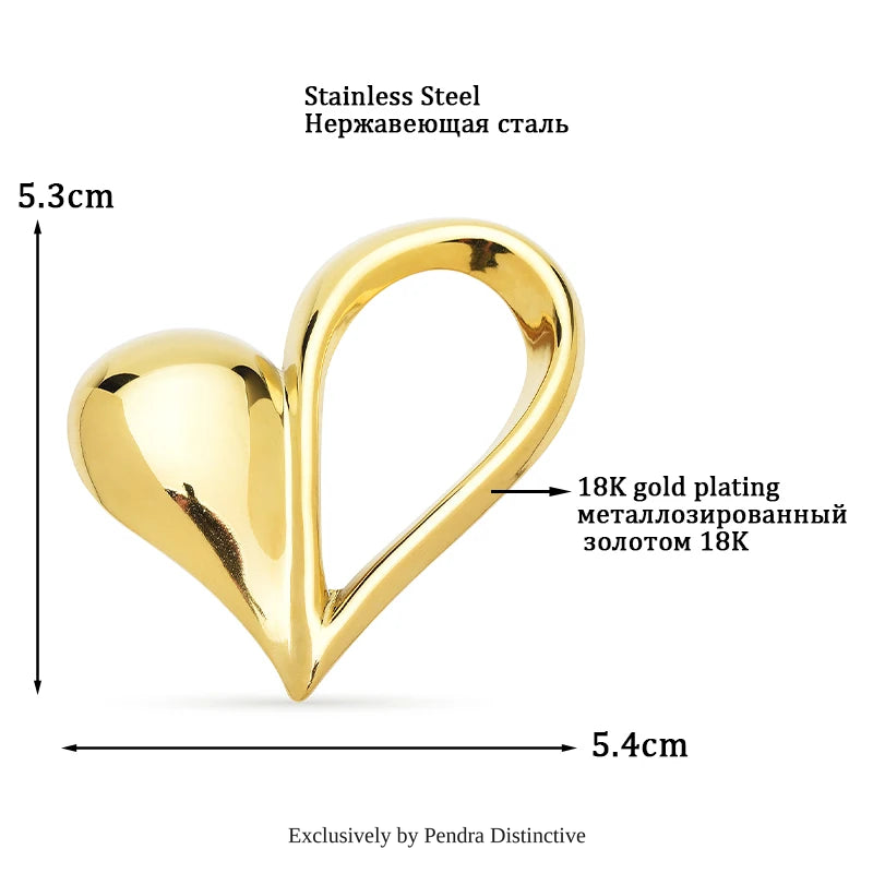 PENDRA Stainless Steel Heart Brooch
