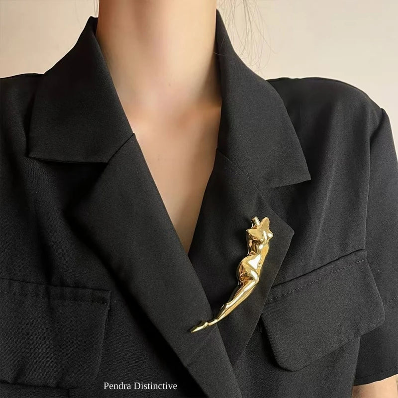 PENDRA Stainless Steel Lady Body Brooch