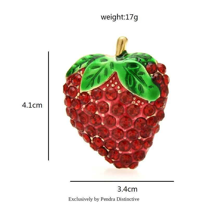 PENDRA Strawberrya Enamel Strawberry Brooch