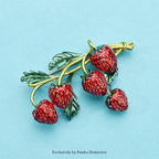 PENDRA Strawberrya Red Enamel Strawberry Brooch