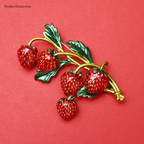 PENDRA Strawberrya Red Enamel Strawberry Brooch