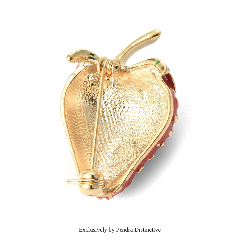 PENDRA Strawberrya Red Rhinestone Strawberry Brooch