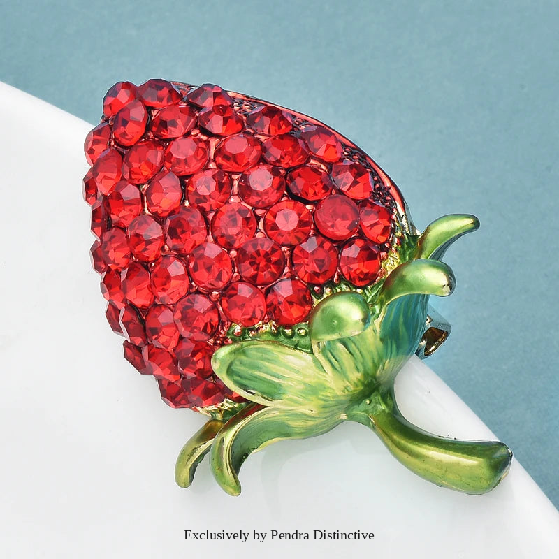 PENDRA Strawberrya Shining Rhinestone Strawberry Brooch