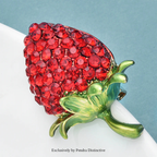 PENDRA Strawberrya Shining Rhinestone Strawberry Brooch