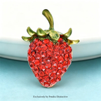 PENDRA Strawberrya Shining Rhinestone Strawberry Brooch